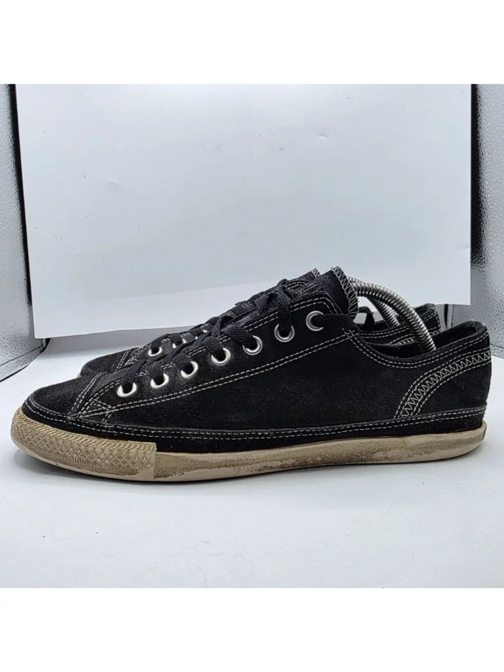 Converse All Star Mens Low Top Sneakers Mens 9 Black Leather Casual Shoes - Picture 12 of 14